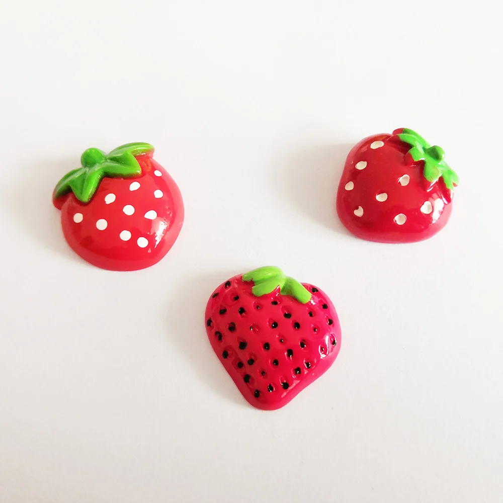 

yiwu wintop hot sale product red strawberry flatback artificial fruit cabochon resin pieces for phone case