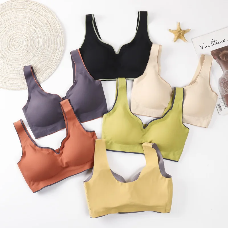

Latex seamless tube top breathable bra comfortable push up sports bra ice silk women's sleep underwear, Customized color
