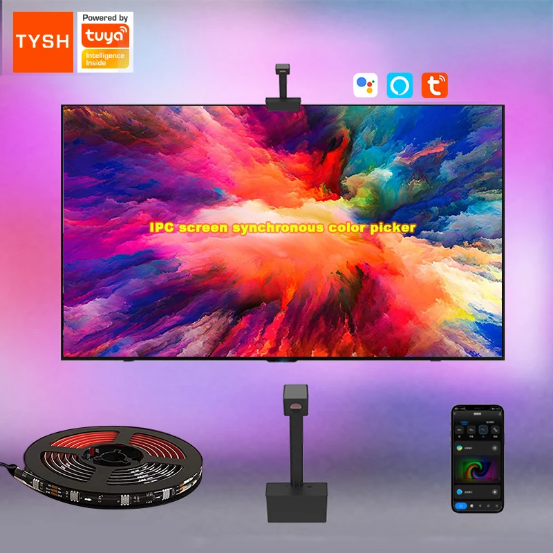 

TYSH Tuya WiFi Smart Home Create Atmosphere Light 1080p Camera Screen Camera Screen Sync Controller Color Picker Light Strip