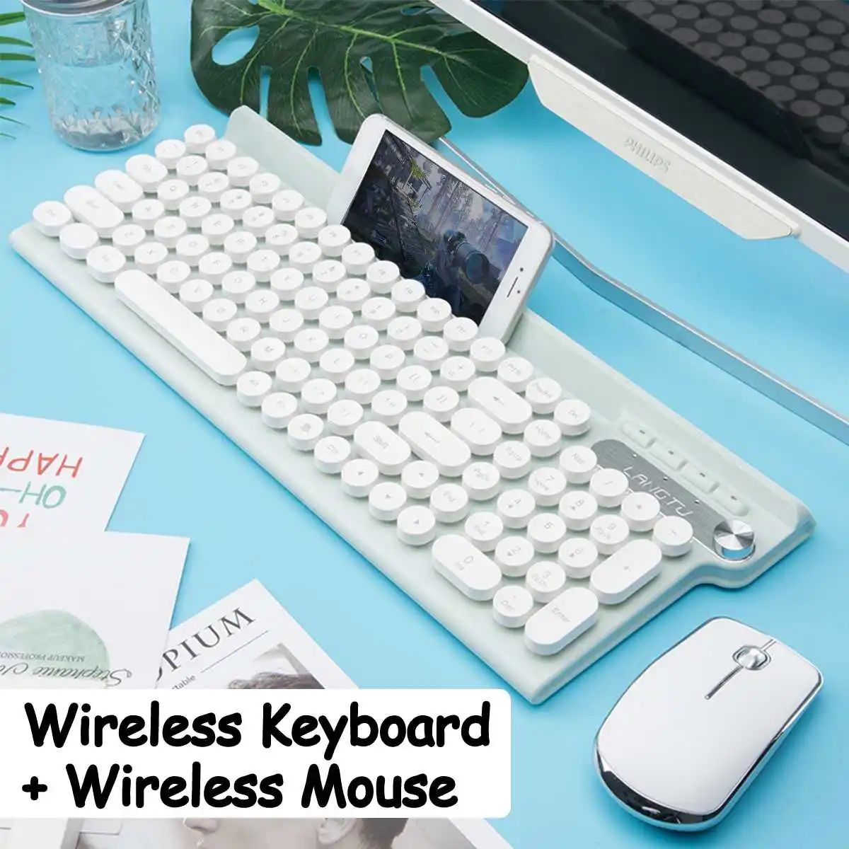 

LT500 Wireless Keyboard Mouse For Gaming Office Home Computer Laptop Mute USB Rechargeable Multimedia Function Adjustment Switch