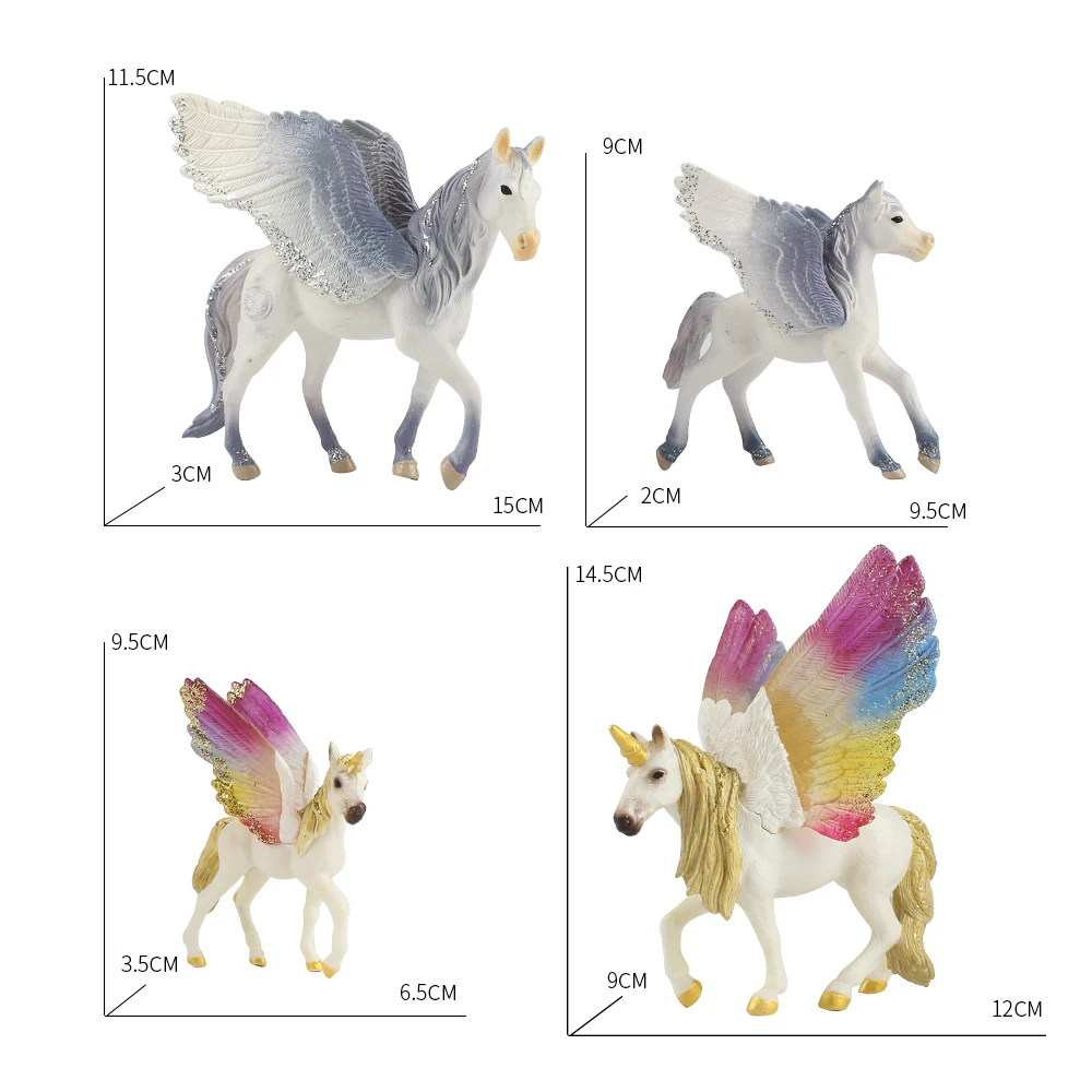 Solid Simulation Animal Model Plastic Flying Horse Figure Unicorn Toys