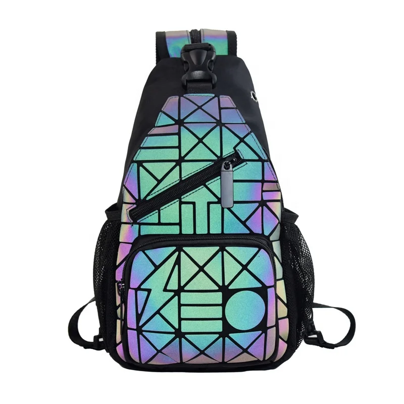 

New luminous color-changing geometric diamond lattice dual-use chest bag backpack