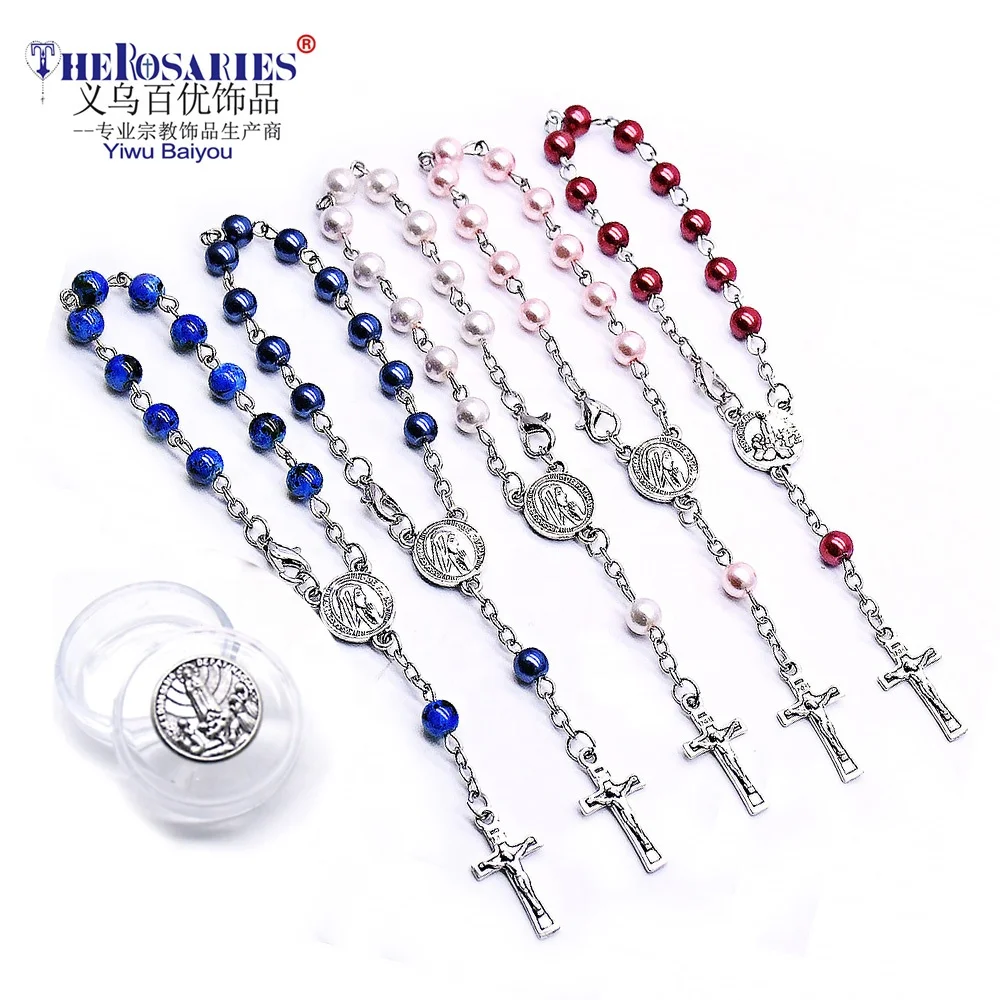

Box Set Rosario de Fatima Pearl Rosary Bracelet Cross Religious Catholicism Gift Prayer Beads Rosaries