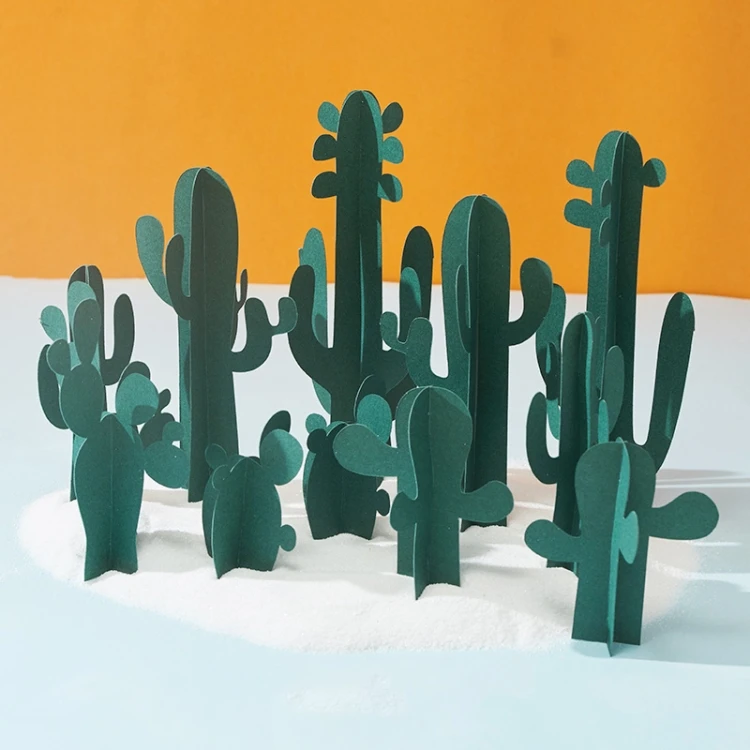 

New Arrival 12 in 1 Miniature Beach Paper Cut Cactus Sandy Beach Landscape Photography Props