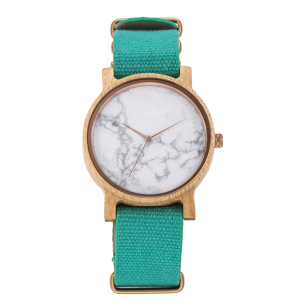 

Simple Fashion Bamboo Watch With Nylon Band Nylon Wristwatch