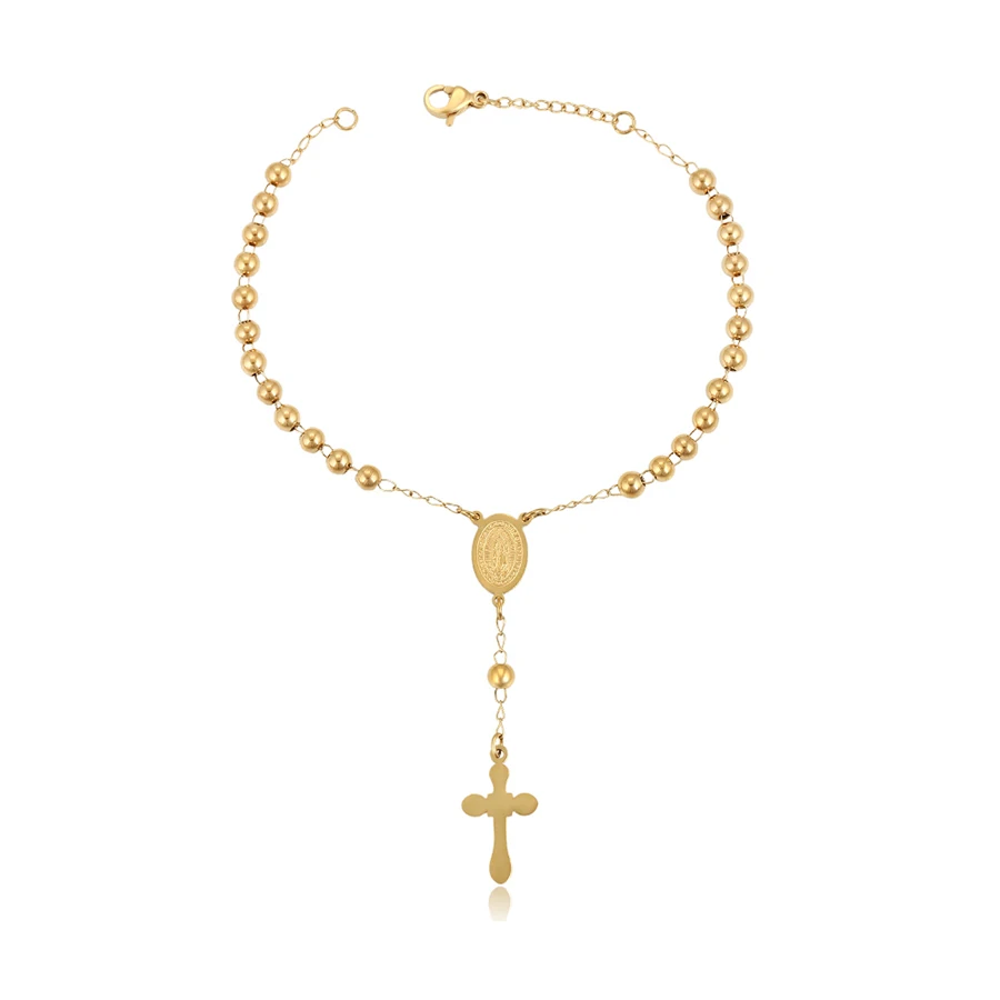 

76552 xuping Maria gold color stainless steel Beads rose Chain bracelet