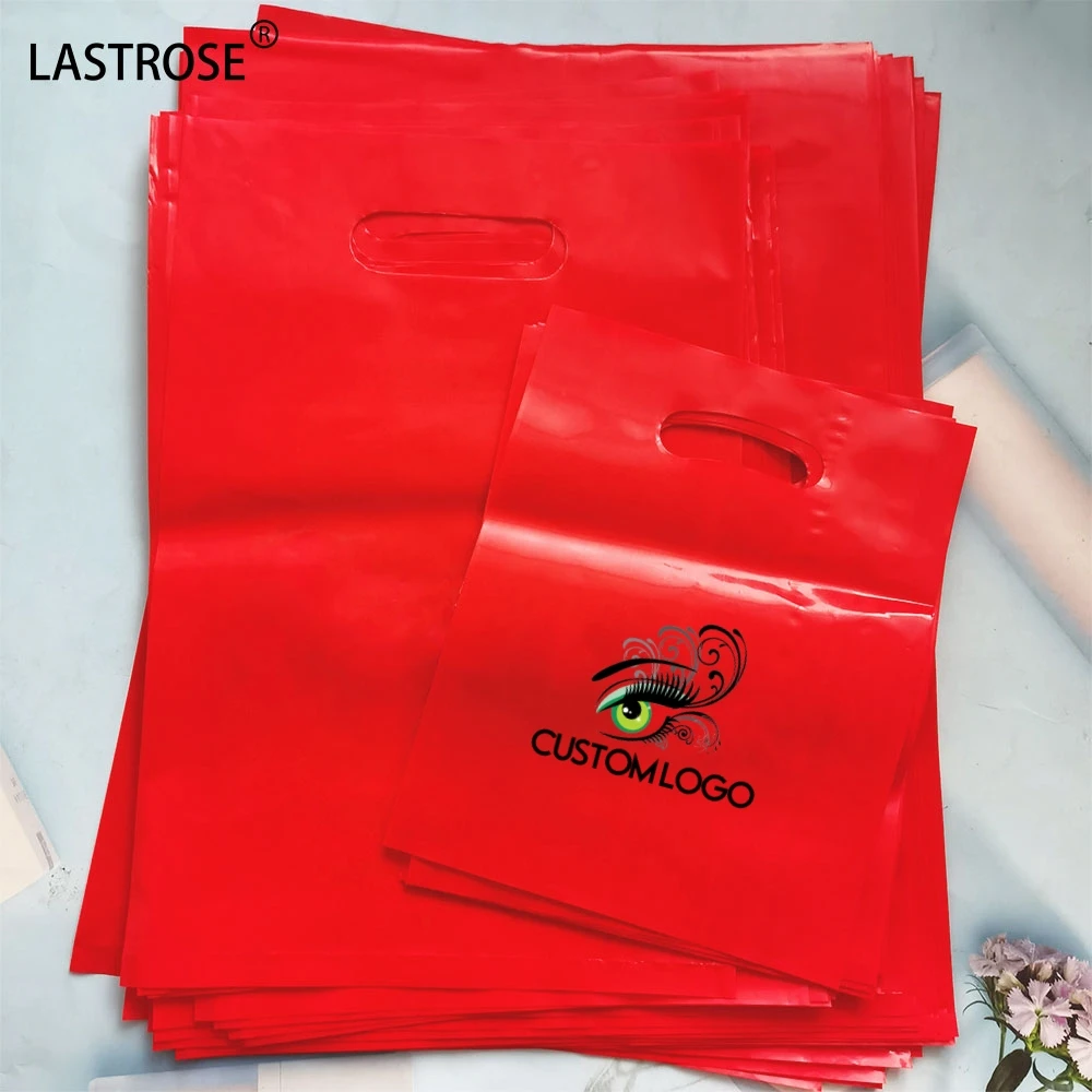 

Wholesale red shopping plastic bag ready to ship plastic bags waterproof lash bags custom