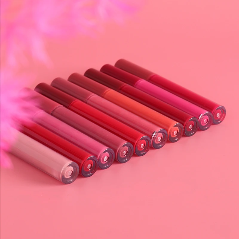 

Custom lip gloss with 10 Color 3.5ml Red Top Transparent Body Matte Glossy Lip Gloss Single Set All Available