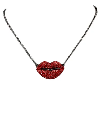 

Women New Design Diamond Red Lips Necklace Rosary Chain Choker Necklace, Colorful