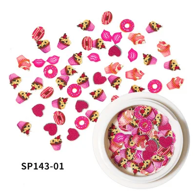 

Latest 2021 Valentine's Day Lips mix nail polish wood pulp slice nail decoration 3d nail art