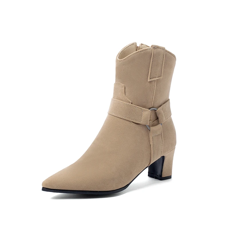 

New Pointed head Suede Commuter thick heels ladies boots