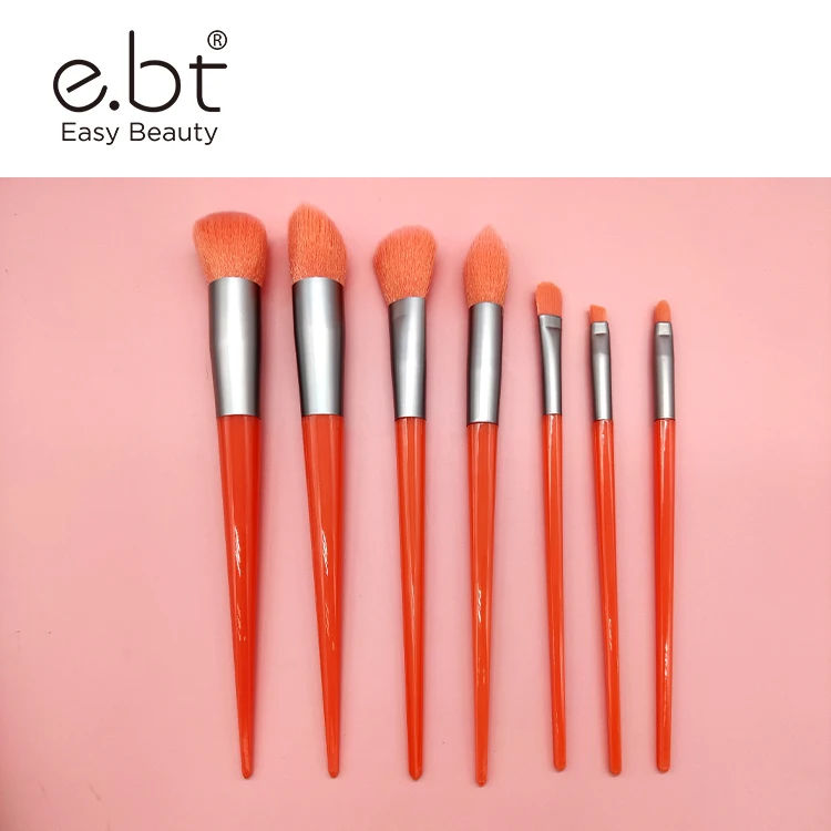 

E.bt28#2021 Amazon sell well 7pcs red makeup brush set vegan custom logo maquillaje makeup brush