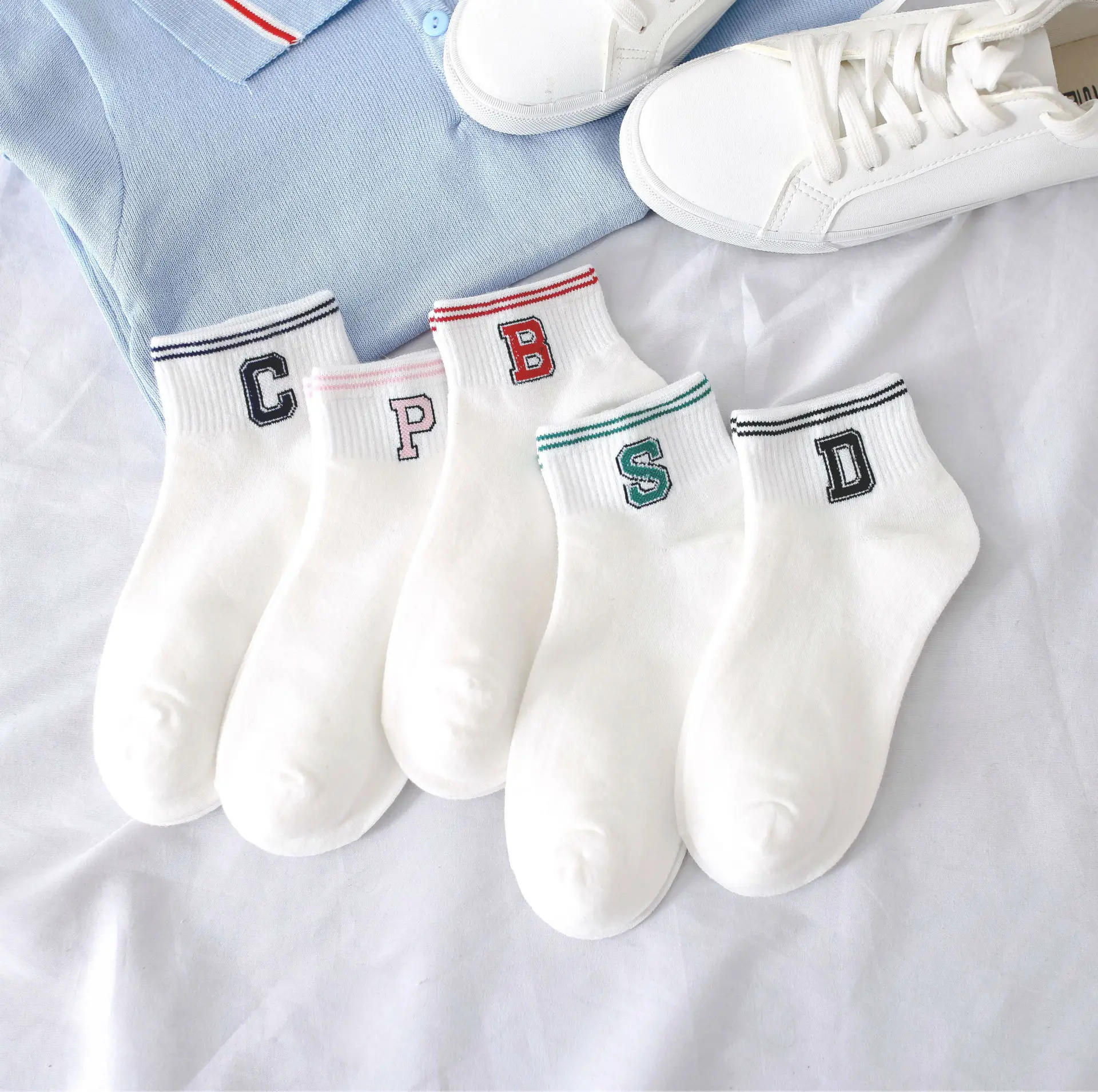 

Wholesale High Quality Autumn And Winter Letter Casual Cotton Ankle Jacquard Socks
