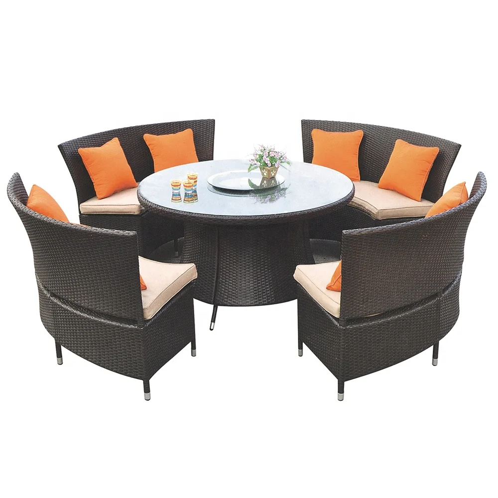 Factory Price Outdoor Circular Round Patio Furniture Set Garden Dining