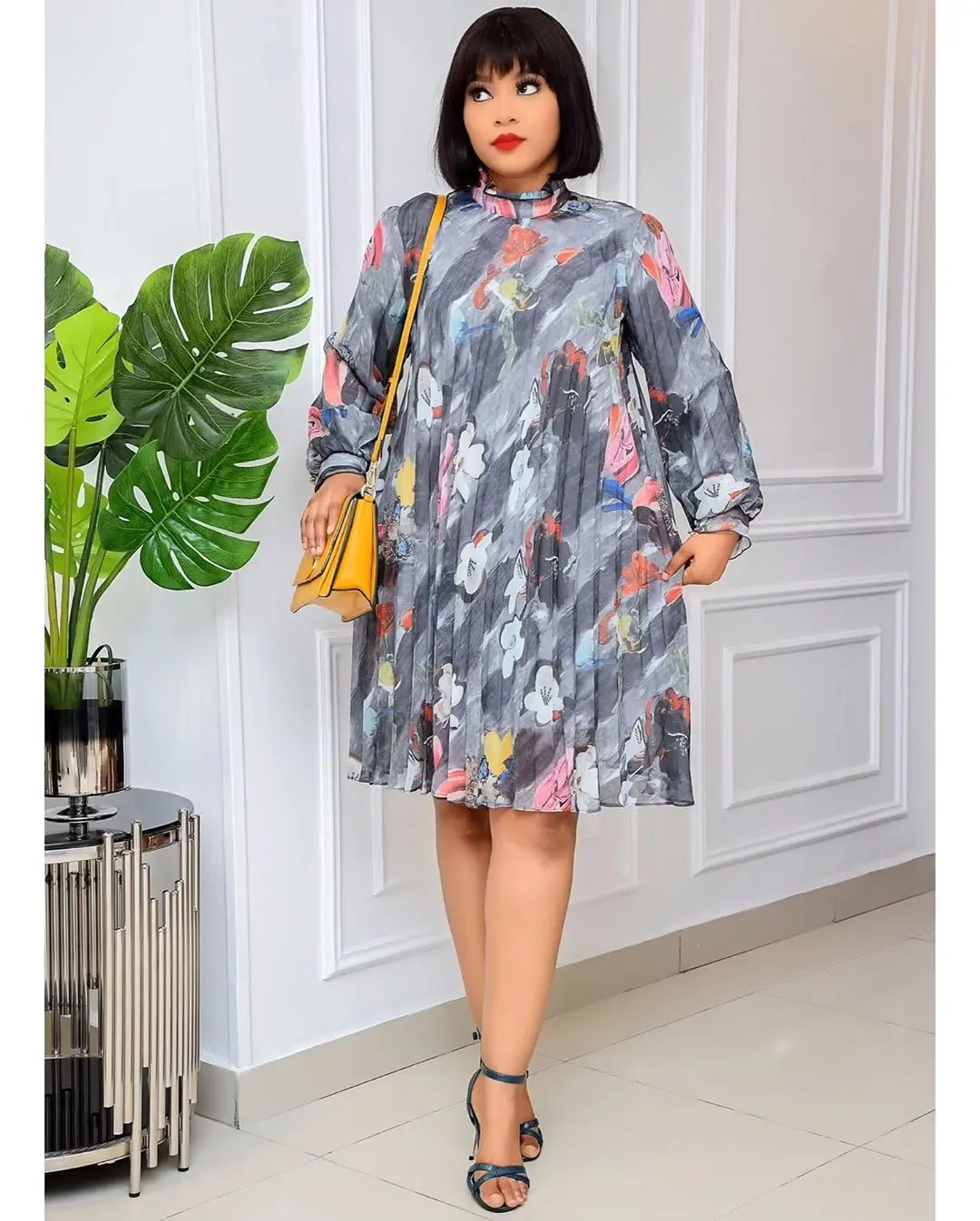 

WW-0644 Temperament Commuter Easing Foreign Trade Africa Big Yards Dress Loose Plus Size Long Sleeve Dress, As your request