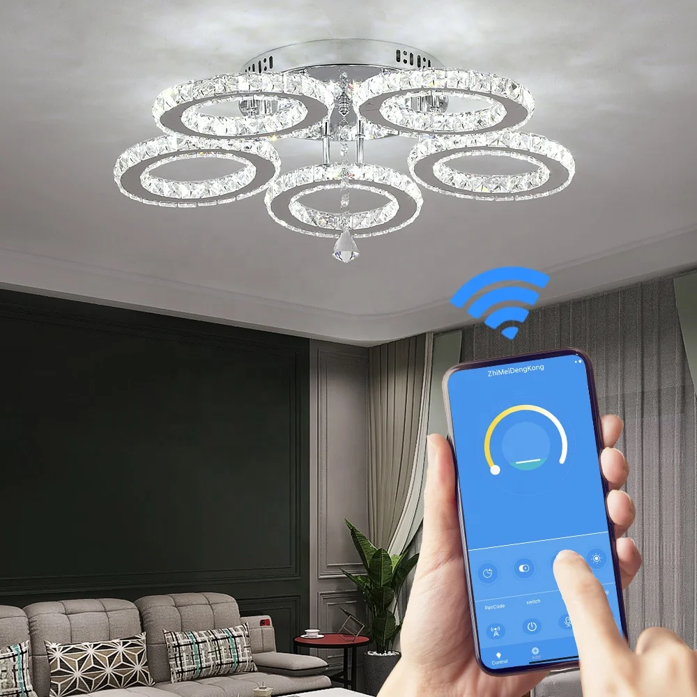 

Free Shipping Remote Control LED 45W Bedroom Crystal Ceiling Lamp Surface Mount Light