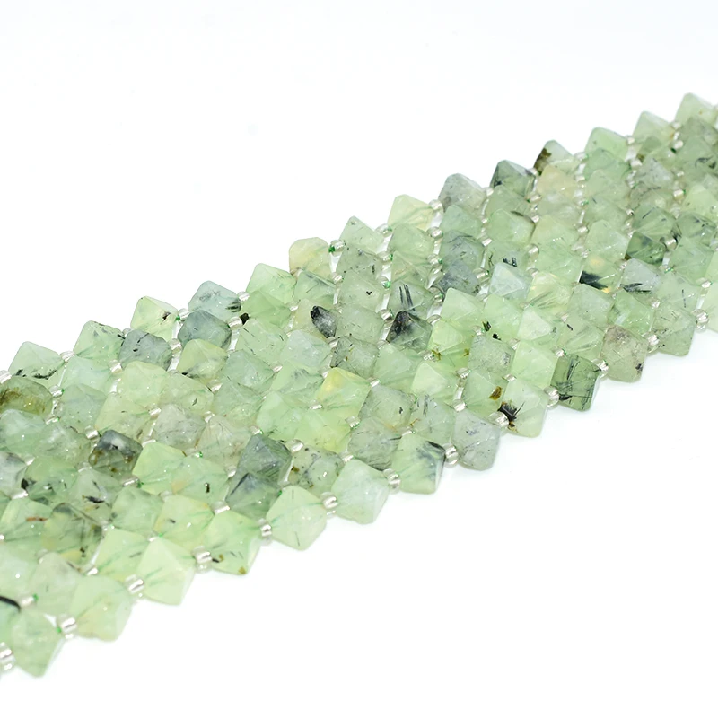 

NAPOLN Trade Insurance  Pyramid Shaped Prehnite Gemstone Beads, Green color