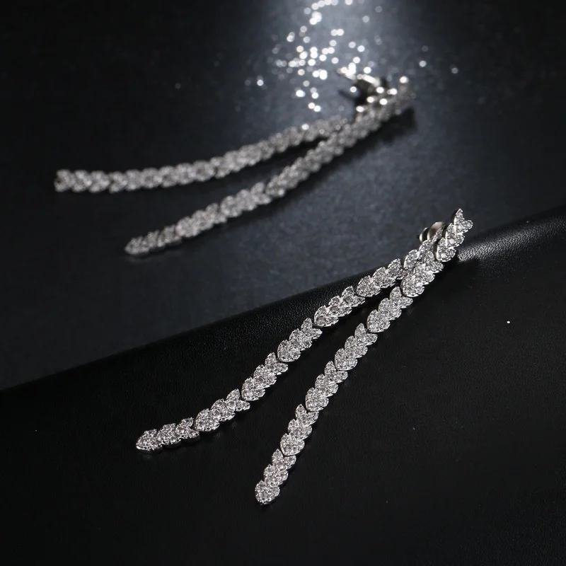 

Hot seller personality earring zircon long chain fashion contracted tassel earring