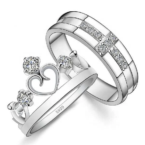 

Engagement Bridal Wedding Couple Ring Set 925 sterling silver jewelry Fashion crown zircon CZ Rings Sterling Silver Jewelry, White gold (rose gold, yellow are avaliable)