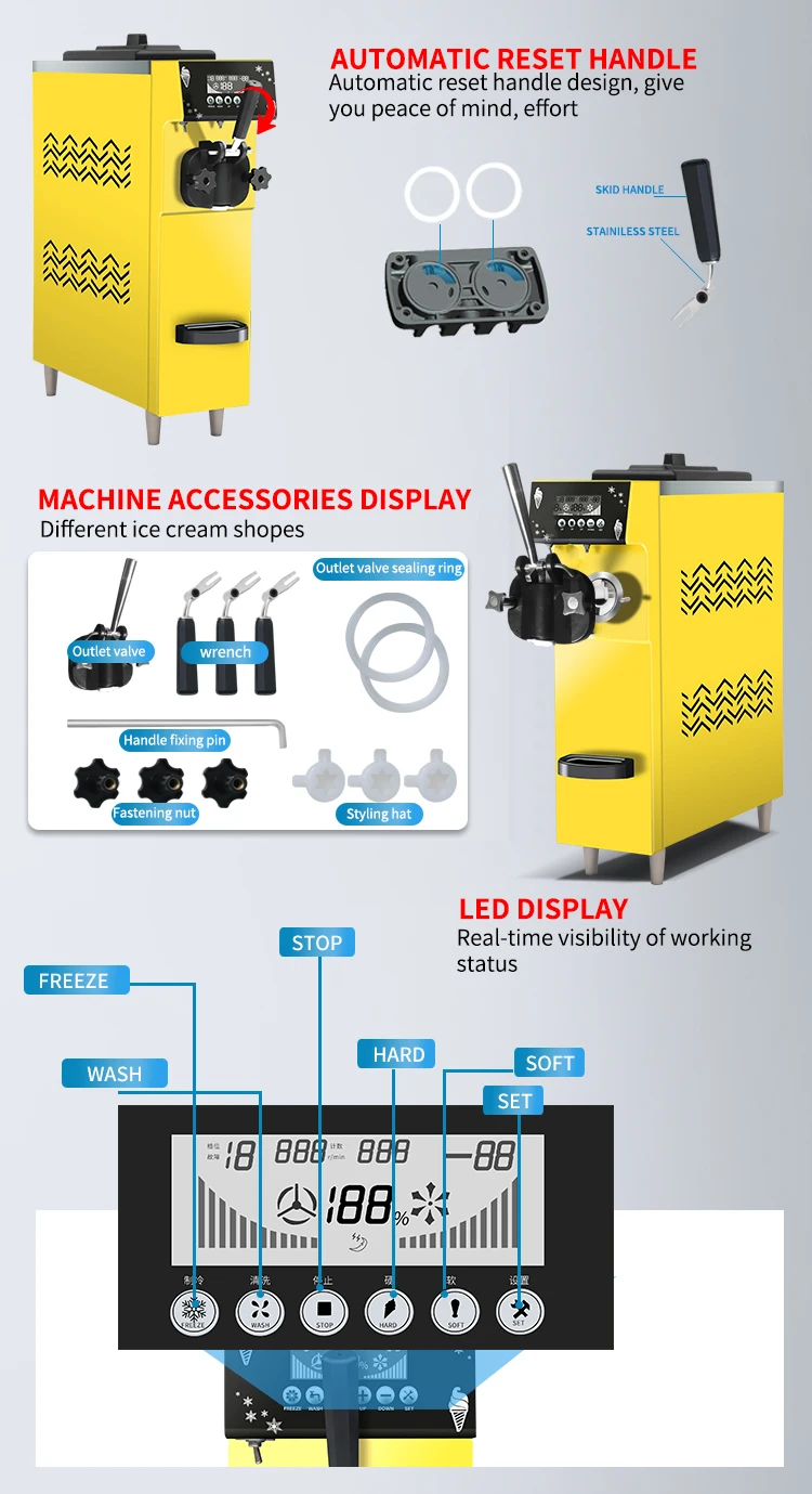 KLS-S12 mini single flavor ice cream machine table model for cold drink shops bars soft ice cream machine