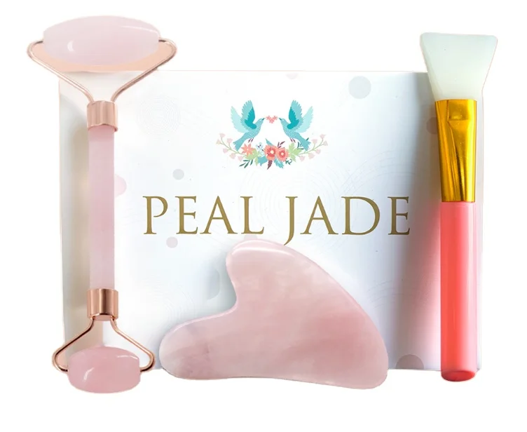 

Natural Rose Quartz Jade Roller Facial Body Massager Roller Jade Stone Gua sha Board Scraper Face Lifting Beauty Massage Tool