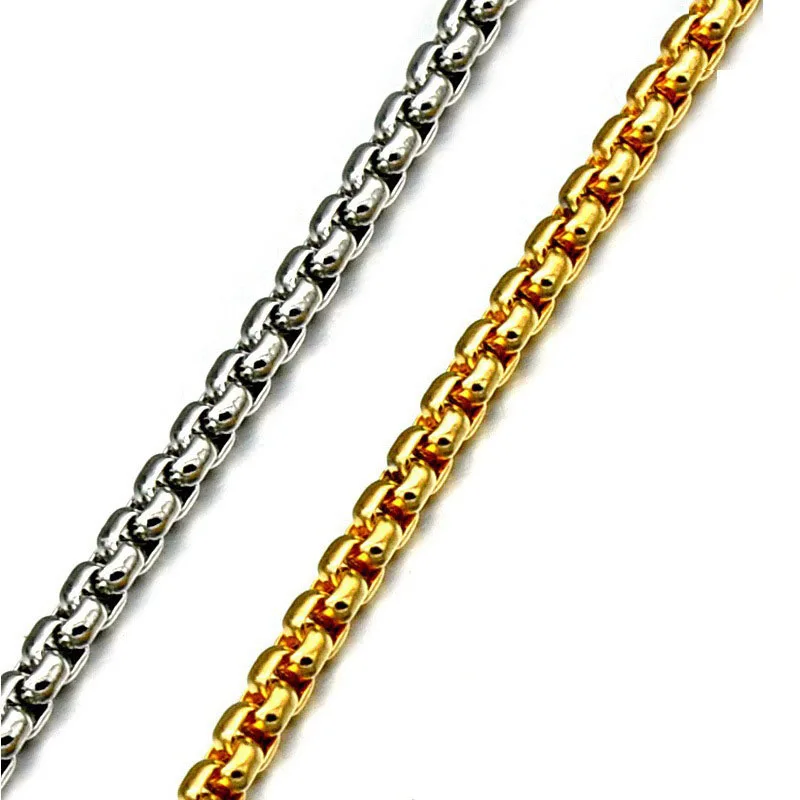 

Wholesale Italian Fashion Hiphop 2.5mm 18k Gold Plated Mens Stainless Steel Box chain necklace, Gold,silver