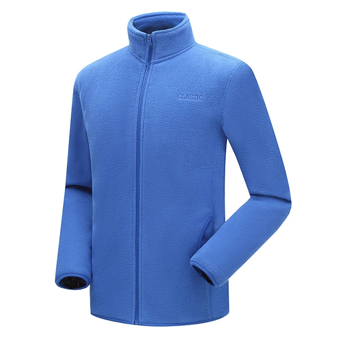 

2021 Hot Selling Custom Spring Winter Warm Stand Collar Full Zip Plain Color Pocket Plus Size Coat Polar Fleece Jacket For Men
