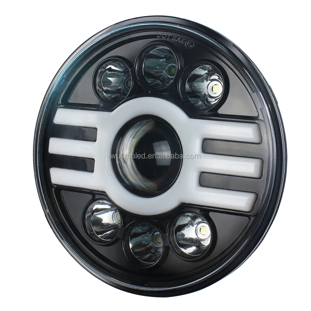 7inch Round LED Headlight DRL Amber Turn Signal Light LED Light Bulb Kit For Jeep Wrangle JK Motorcycle