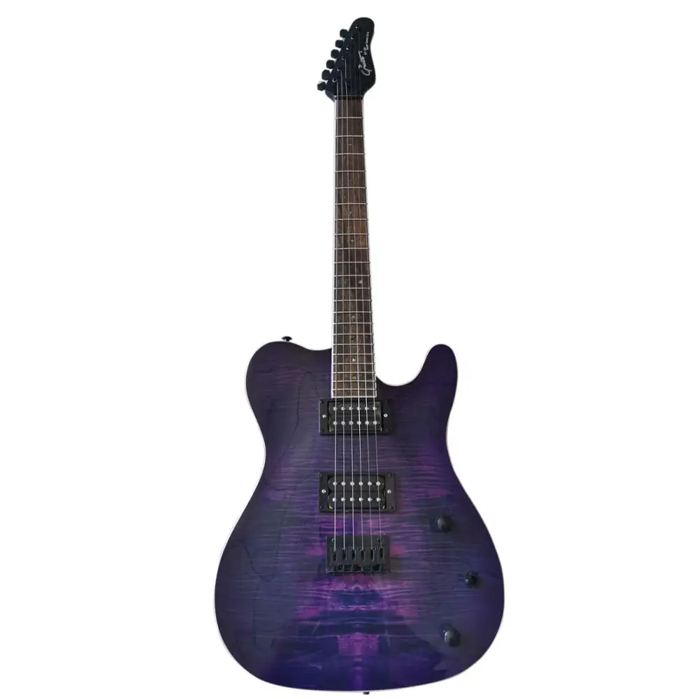 

Good quality maple neck purple flame maple top mahogany body electric guitar guitare electrique guiter guitarra gitar guitars