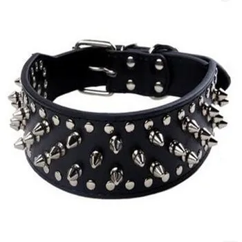 

Fashion Dog Collars Pu Leather Mushroom Rivets Studded Puppy Pet Collar For Big Dogs Size XS S M L 27 Colors Pet Supplies