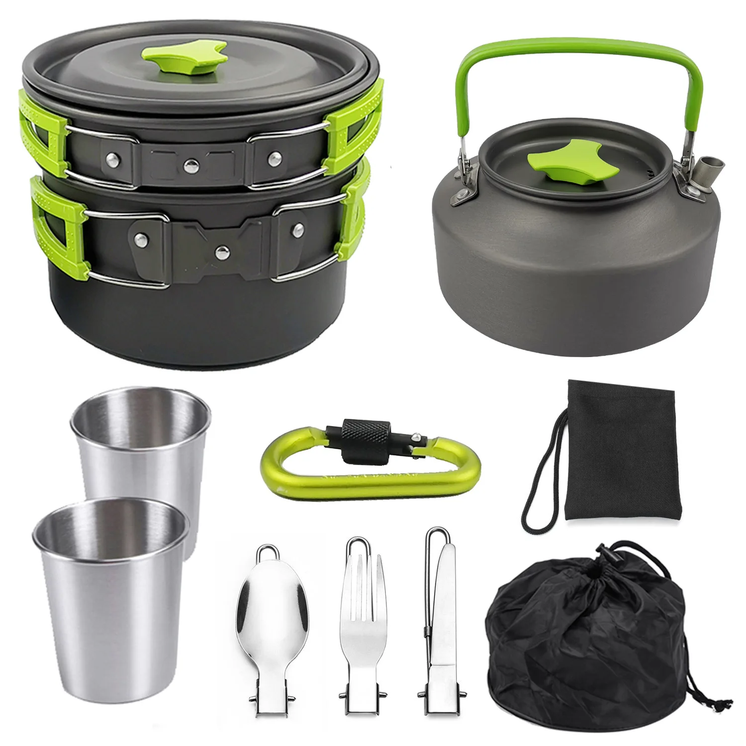 

high quality aluminium camping pot kitchen set hiking backpacking cookware outdoor camping cooking cookware set