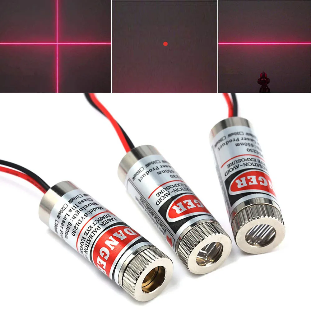Line 650nm 5mW Red Point Cross Laser Module Head Glass Lens Focusable PLUS 