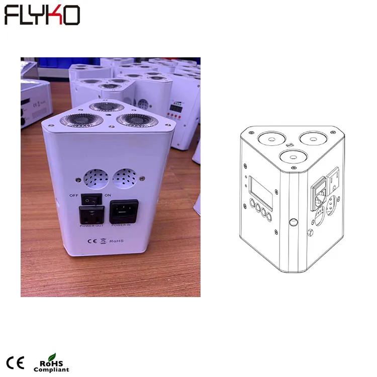 

newest 3*18w 6 in 1Triangle truss battery power remote-control led wedge light