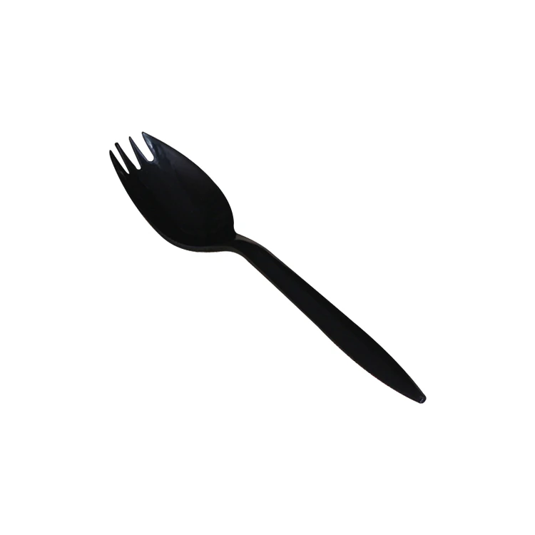 

Wholesale OEM Disposable White Black Outdoor Biodegradable Cornstarch Spoon Spork