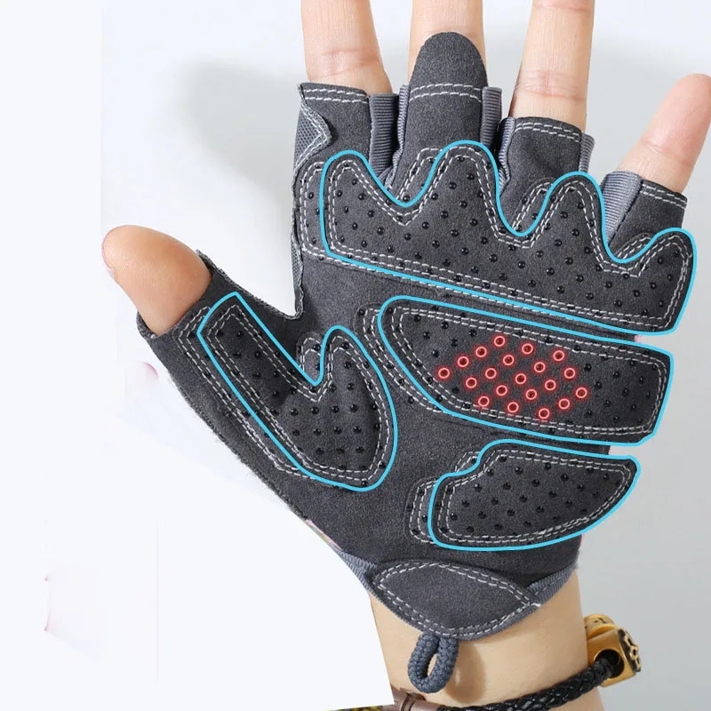 

In-stock supply best selling custom sport climbing fitness weight lifting half finger adjustable gym anti-slip gloves, Pink