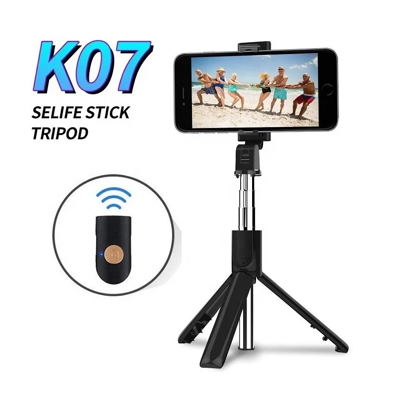 

Amazon Hot Selling K07 Wireless Mobile Phone Monopod Selfie Stick Integrated Tripod Stand with Remote, Black;white