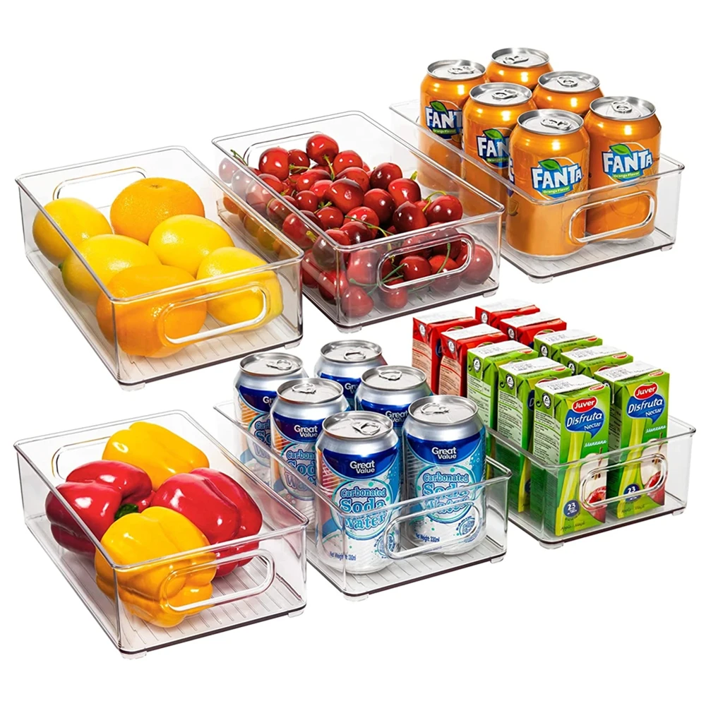 

Fridge Bins Freezer Bins Refrigerator Organizer Stackable Food Storage Containers BPA Free Drawer Organizers, Clear