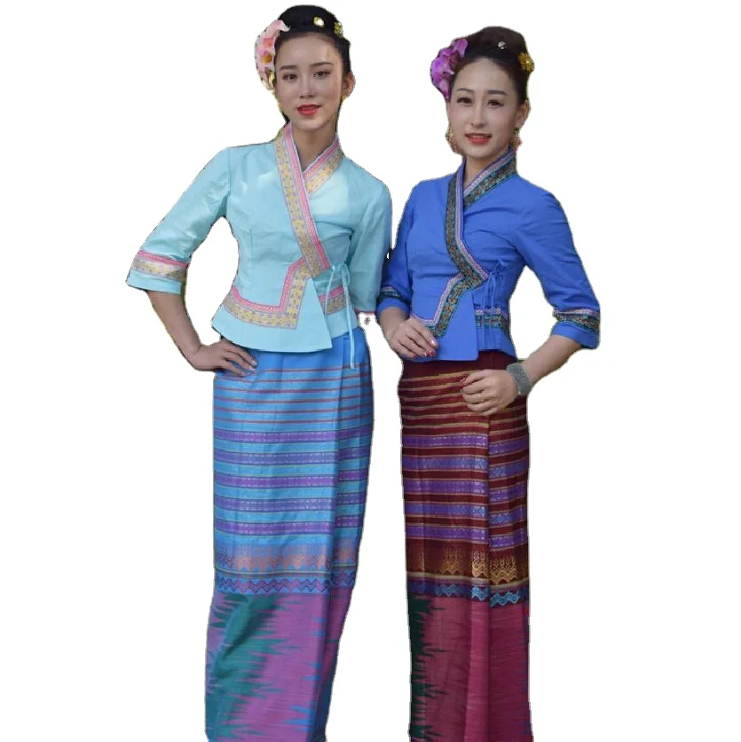 

South East Asia Ethnic Dai Princess Dress Women Sprinkler Festival Suits Dai Traditional Clothing Summer Half Sleeve Top + Skirt