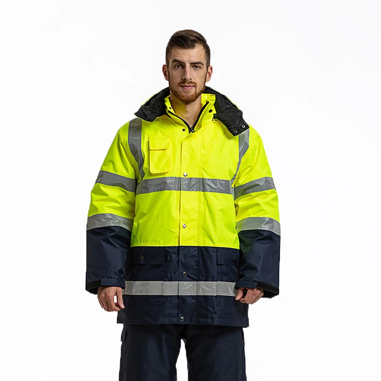 

Reflective Split Raincoat Set Traffic Construction Sanitation Workers Raincoat with Hidden Hat Raincoat