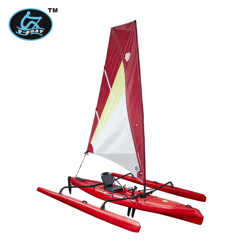 
18ft plastic sailboat with foot drive pedal system and rudder 