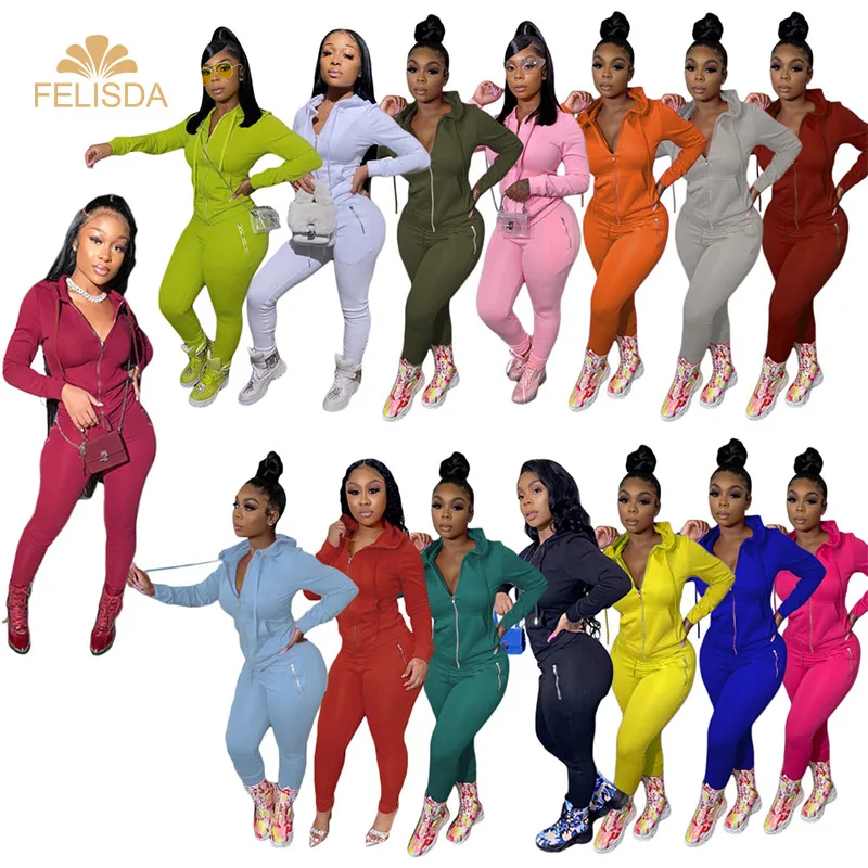 

No MOQ Track Suits Women Hoodies Long Sleeve Two Piece Set Women's Trousers & Pants