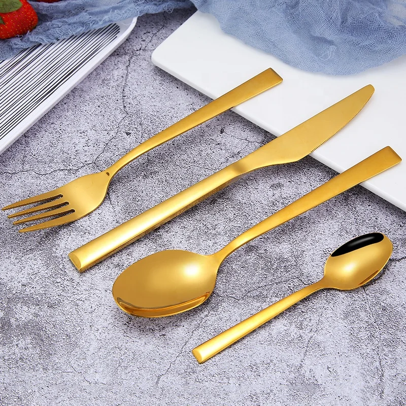 

spoons forks and knives Black Stainless Steel Cutlery Set Wholesale flatware set for restaurant hotel