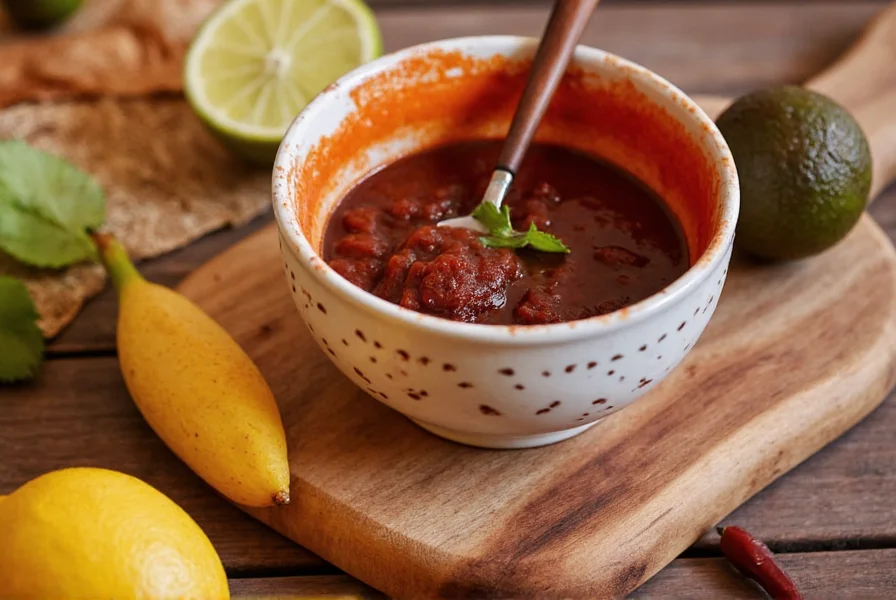 Mexican cook grinding spices for mole sauce using a metate