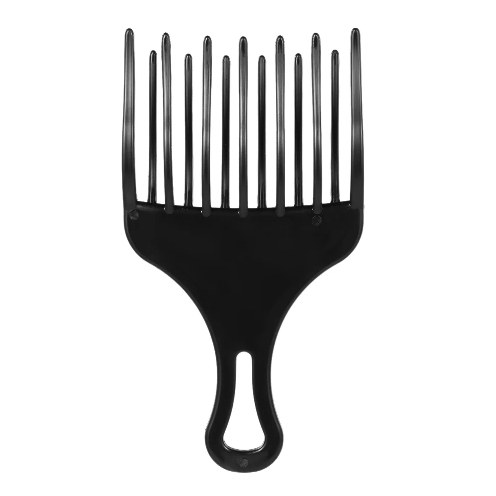 

Plastic High and Low Wide Teeth Afro Insert Hair Pick Fork Combs For Curly Hairdressing Styling, Black