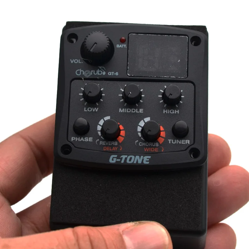 Festnight Cherub G-Tone GT-6 Acoustic Guitar Preamp Piezo Pickup 3-Band EQ Equalizer LCD Tuner with Reverb/Delay/Chorus/Wide Effects 