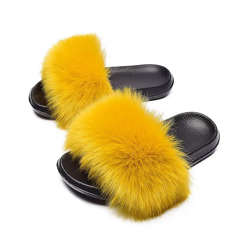

Wholesale custom indoor baby fur slides fox fur slides