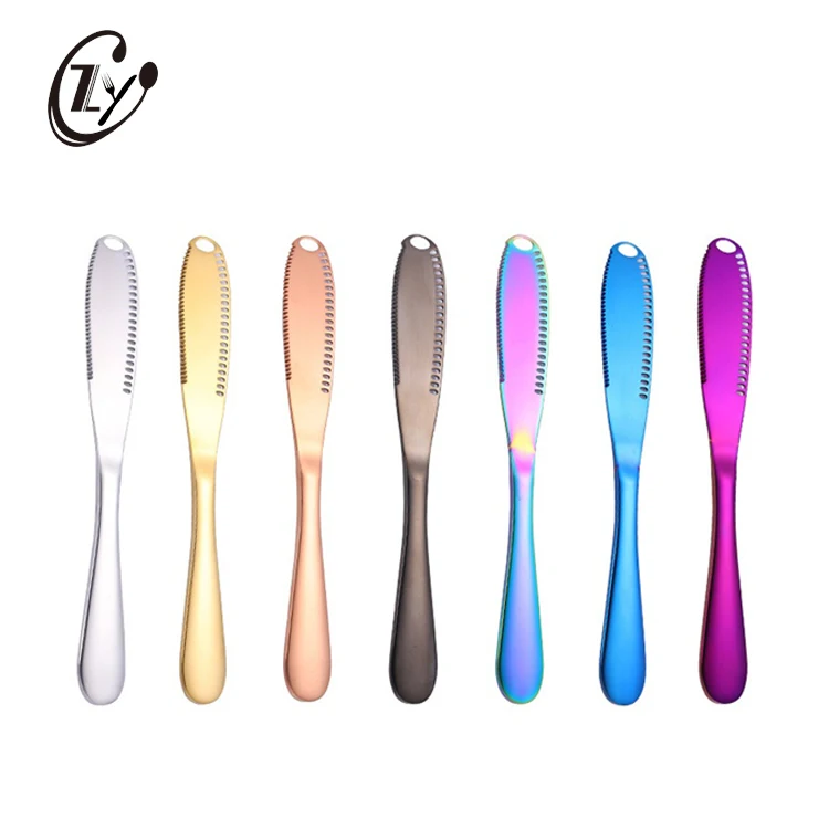 

Multi-Function Butter Knife Spreader Dinner Knife Stainless Steel 18-0 Dessert Bread Thickened Butter Knife, Silver/gold/rose gold/rainbow/black/blue/purple