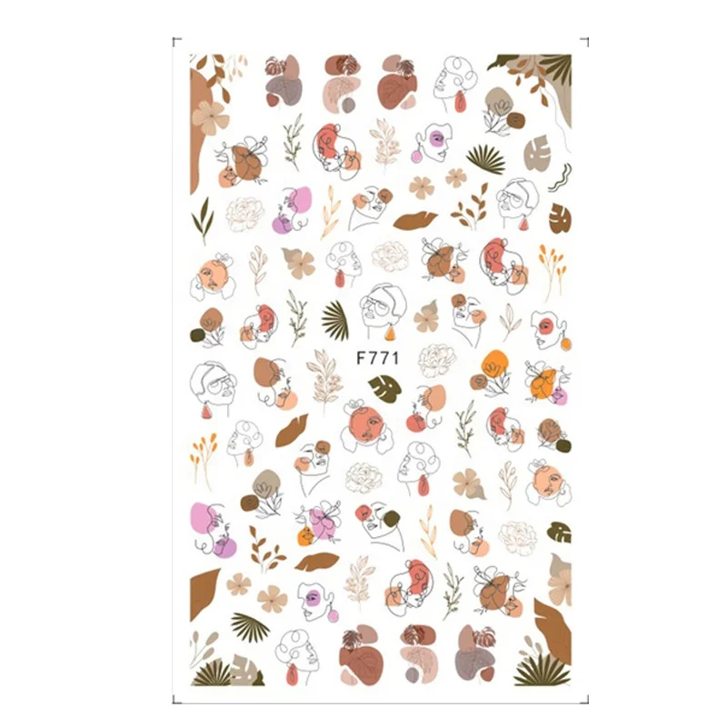 

New Arrival Colorful Abstract Line Design Nail Foils Self-adhesive Sticker Decals Nail Art