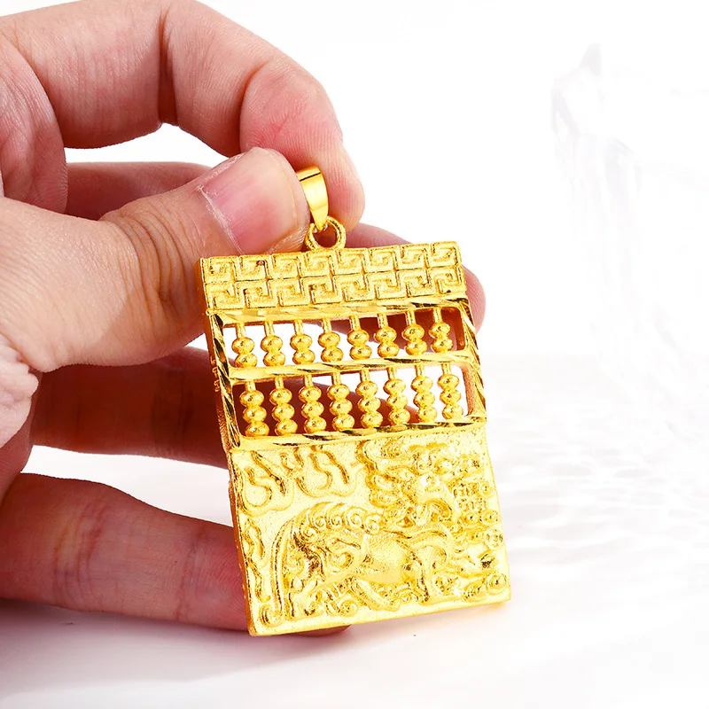 

Exquisite Gold 14K Chain Pendant for Women's Wedding Anniversary Jewelry Gifts Delicate 3D Abacus Necklace Pendant for Men Male