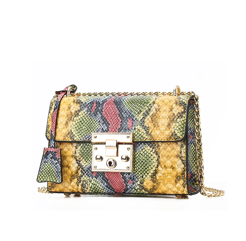 

2020 new fashion bag women handbags purse print leather ladies shoulder snakeskin crossbody skin snake fashion purses handbags, Customized